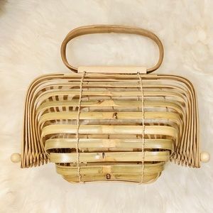 Bamboo Cage Clutch Handle Bag
